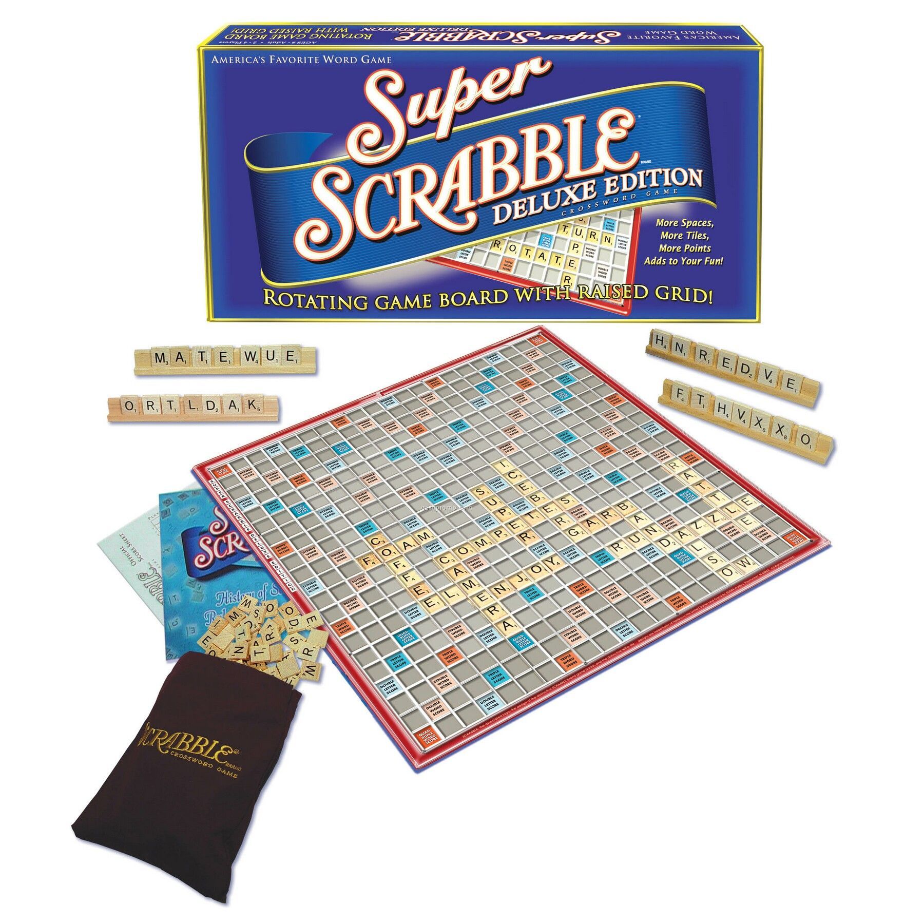 Winning Moves Super Scrabble Deluxe Edition- 2-4 Players, Ages 8 & Up