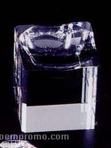 Crystal Cube Base With Concave Top For Ball (1-3/4