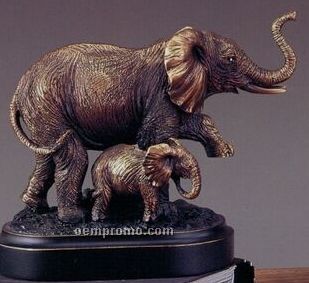 Elephant & Calf Trophy - Oblong Base (6"X5")