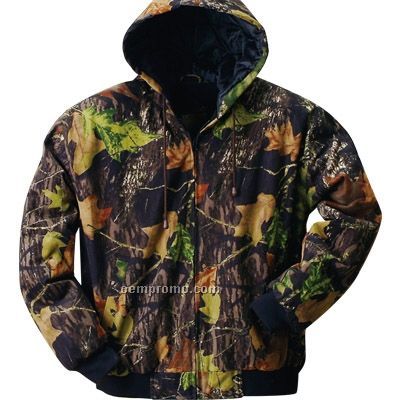 Hooded Water Resistant Moss Green Camo Jacket