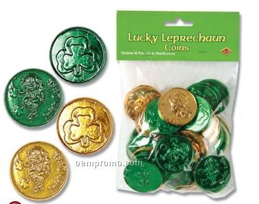 Lucky Leprechaun Plastic Coins W/ Embossed Design