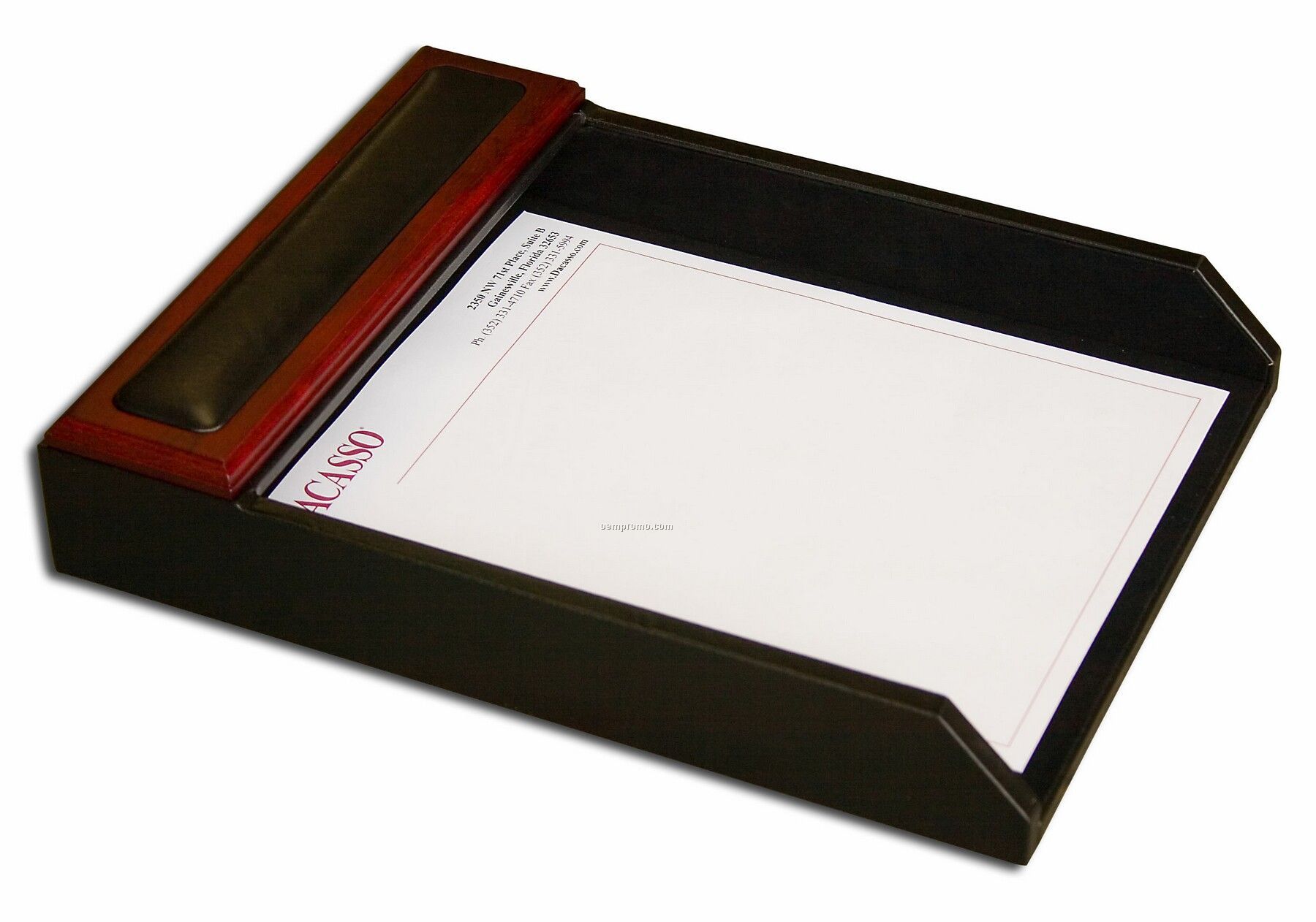 Rosewood Wood & Leather Front-load Letter Tray (Letter-size)