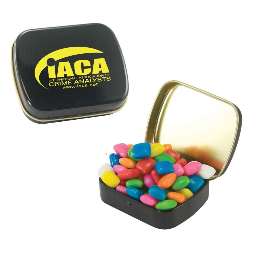 Small Black Mint Tin Filled With Gum