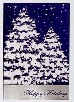 Snow Covered Trees Happy Holidays Greeting Card (After 10/01/11)