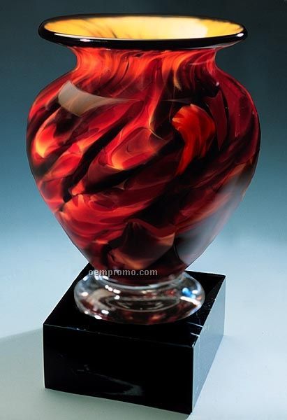 Swirling Embers Cauldron Vase W/ Marble Base (4.5