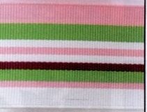 1-1/2"X25 Yards Green/ White/ Pink/ Maroon Red Striped Grosgrain Ribbon