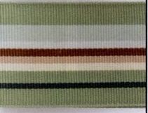 1-1/2"X25 Yards Green/ White/ Brown/ Tan Beige Striped Grosgrain Ribbon
