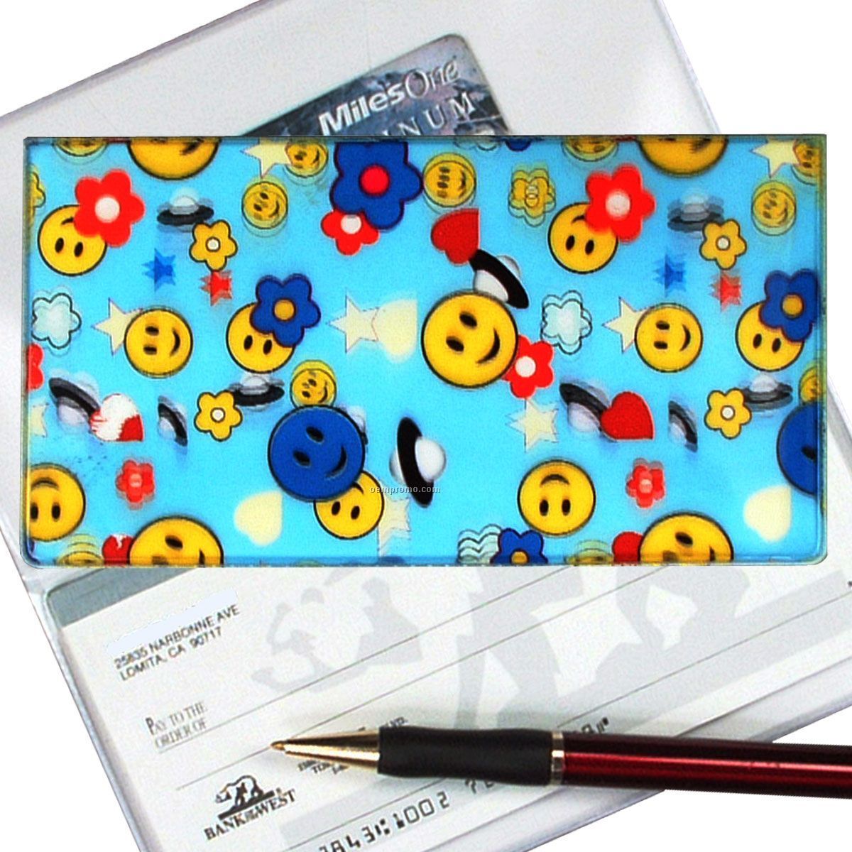 3d Lenticular Checkbook Cover (Smiley Stars Flowers)