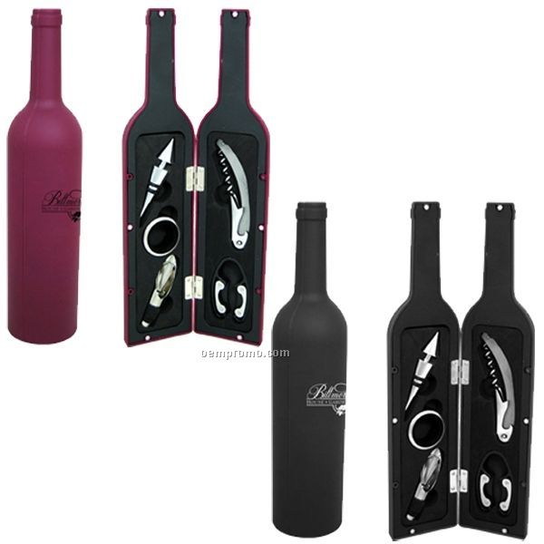 5 Piece Wine Set In A Bottle Shaped Container