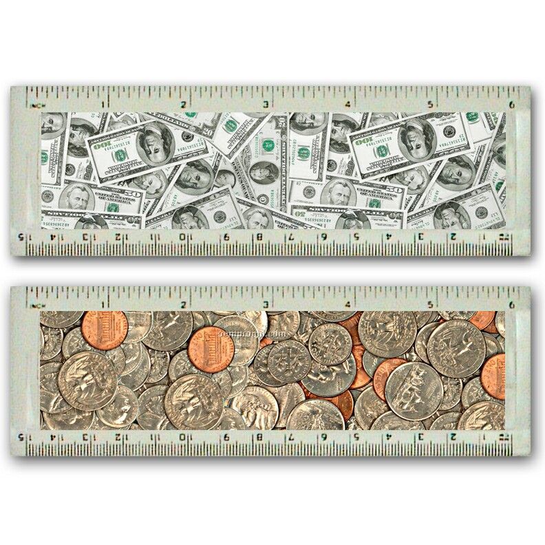6" Acrylic Ruler W/Dollars / Cents Lenticular Flip Effect ( Blanks)