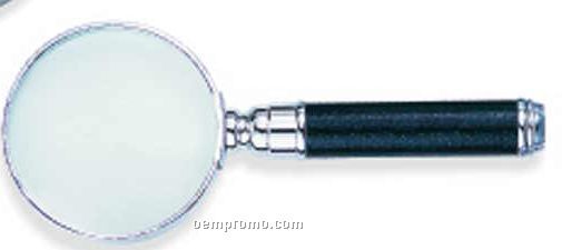 Metal Magnifier With Black Leather Handle/ Crystal