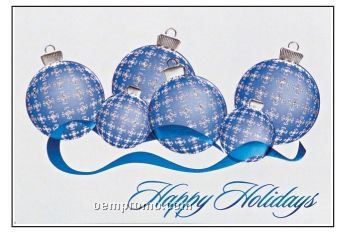 Raised Blue/ Silver Plaid Ornament Holiday Greeting Card (After 10/01/11)