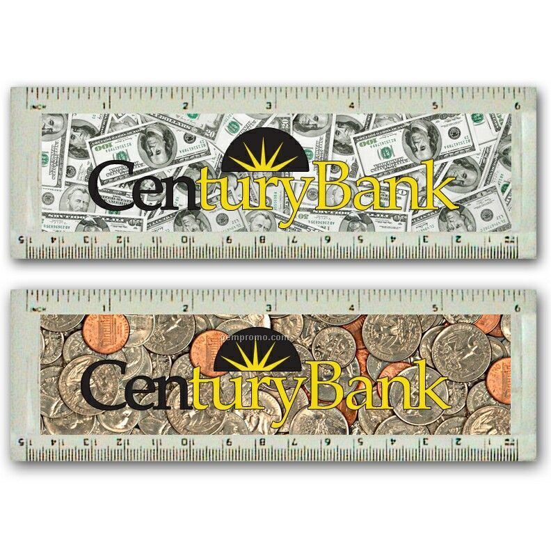 6" Acrylic Ruler W/Dollars / Cents Lenticular Flip Effect (Custom)