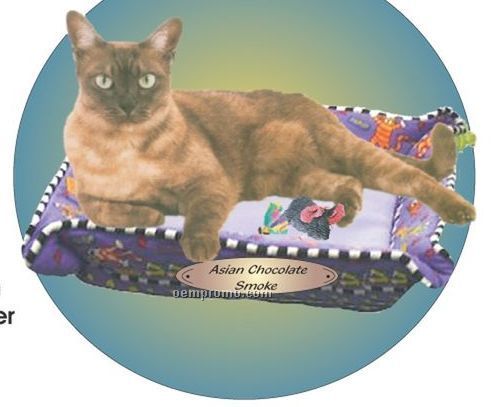 Asian Chocolate Smoke Cat Acrylic Coaster W/ Felt Back