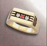 Men's 10k Gold Ring With 3 Horizontal Stones