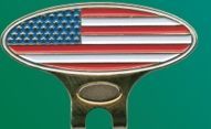American Flag Slide On Hat Clip W/ Ball Marker