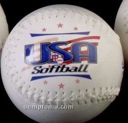 Regulation Synthetic Softball With Pink Stitches