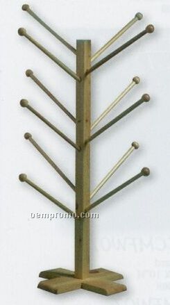 Small Wooden Hat Rack W/ 12 Pegs