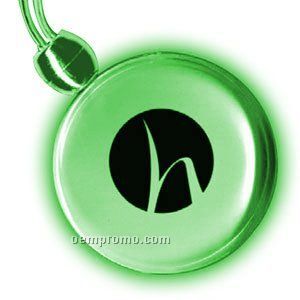 Non Blinking Circle Light Up Pendant Necklace W/ Green LED