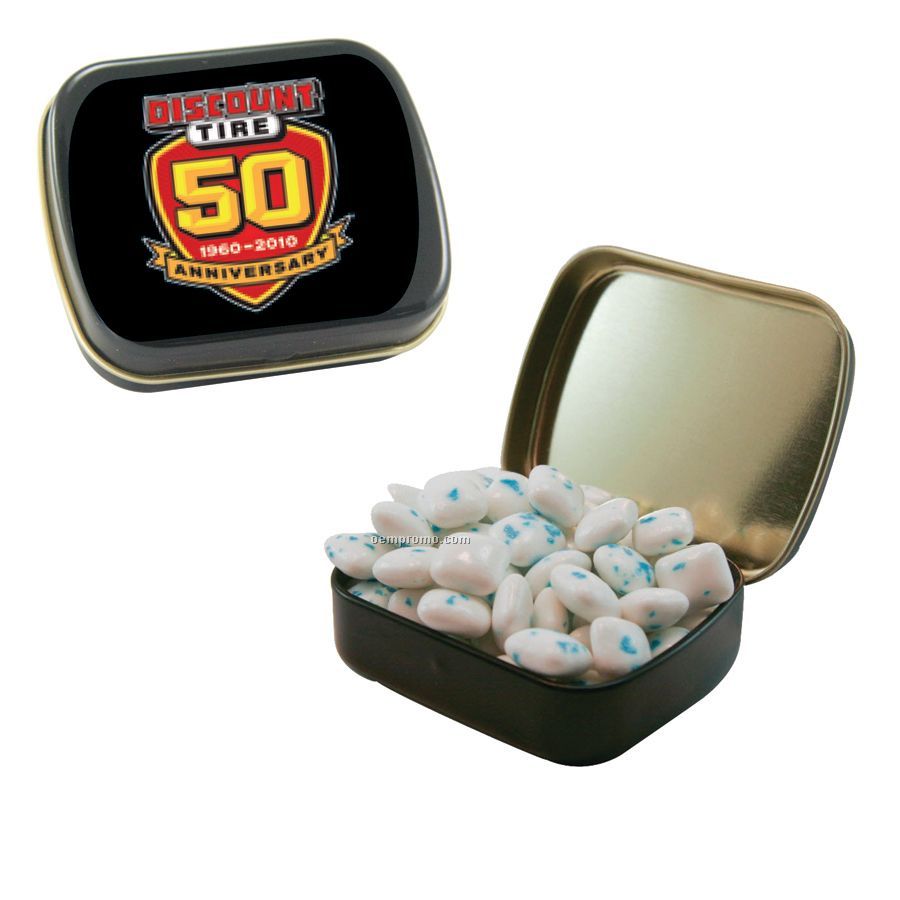 Small Black Mint Tin Filled With Sugar Free Gum