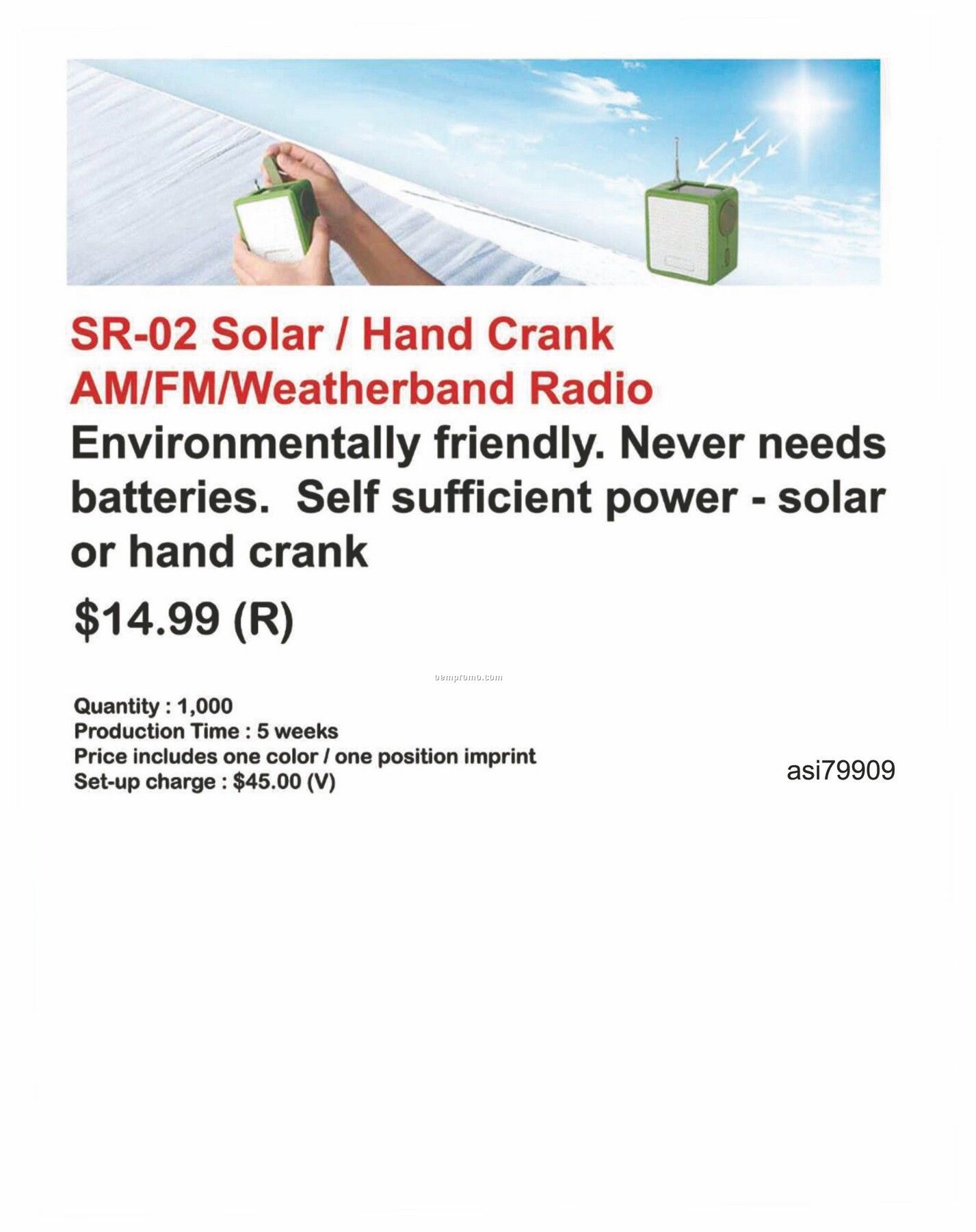 Solar / Hand Crank AM / FM Weatherband Radio