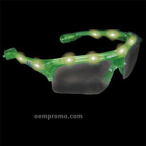 Wrap Style Light Up Sunglasses With Green LED