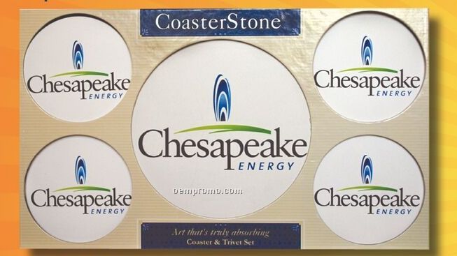 Coasterstone Trivet Gift Set W/ 4 Round Stone Coasters
