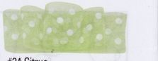 1-1/2"X25 Yards Sheer Citrus Green Ribbons W/ White Dots