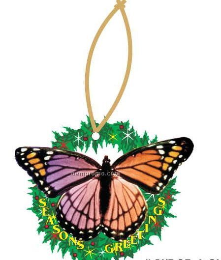 Purple & Pink Butterfly Wreath Ornament W/ Mirrored Back (12 Square Inch)
