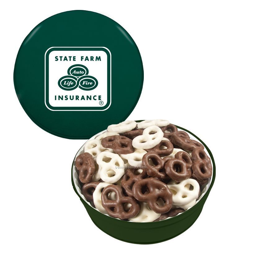 Green The Grand Tin With Chocolate Covered Mini Pretzels