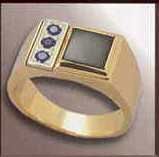 Men's 10k Gold Square Ring With 3 Vertical Stones