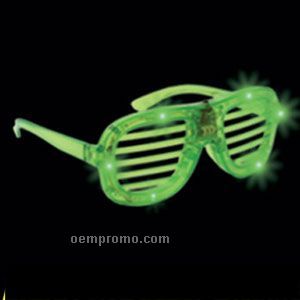 Slotted Green LED Light Up Sunglasses
