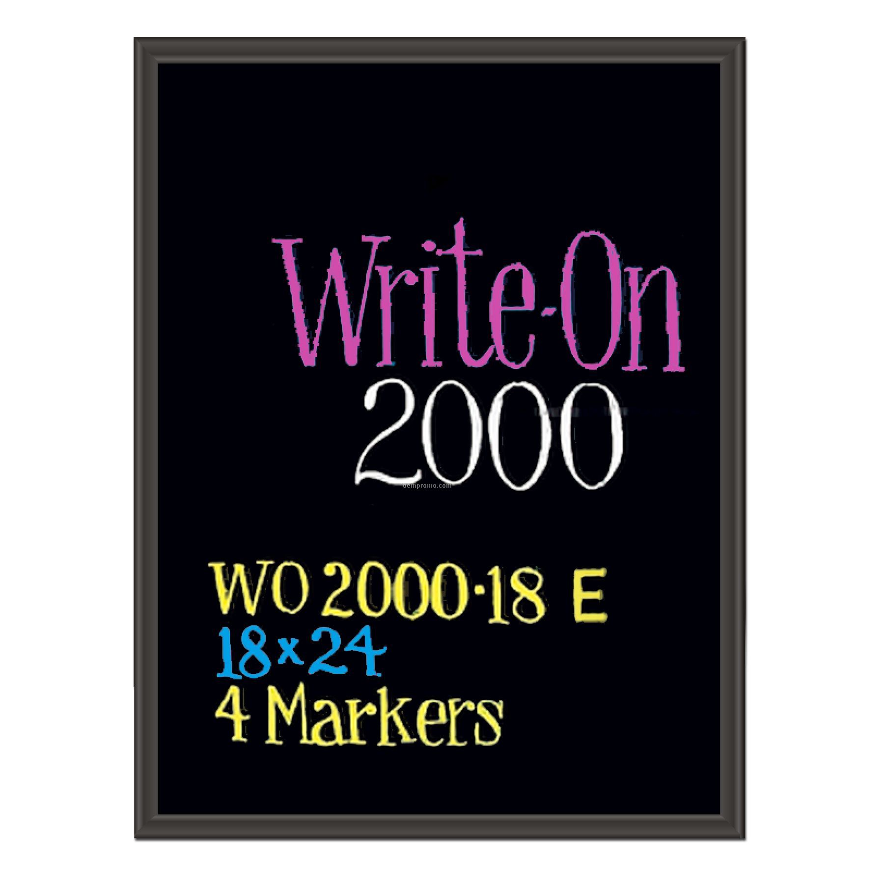 Wet Erase Marker Board. 18" X 24" Black Frame. Black Surface.