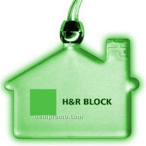 3 Mode House Pendant Necklace W/ Blinking Green LED