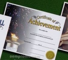 Achievement Stock Certificate W/ Flame & Fireworks Photo