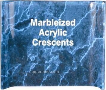 Crescent Blue Marbleized Acrylic Award / Freestanding Curve (4"X6")