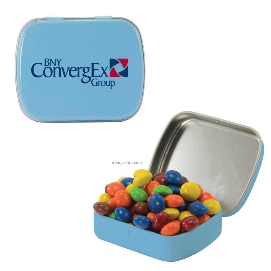 Small Light Blue Mint Tin Filled With Chocolate Littles
