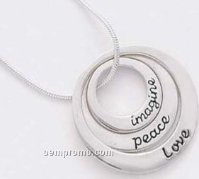 Sterling Silver Pendant Trio On Cable Chain With Custom Phrase Or Logo