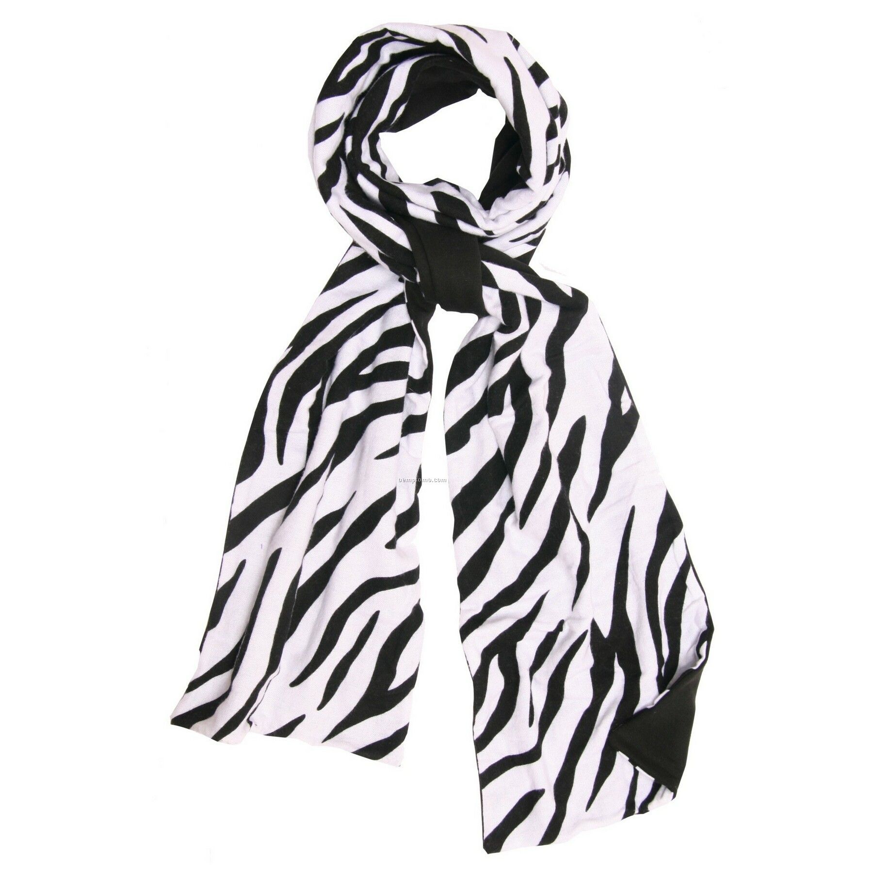 Zebra Flannel Scarf W/Black Fleece