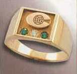 Men's 10k Gold Square Ring With 3 Horizontal Stones
