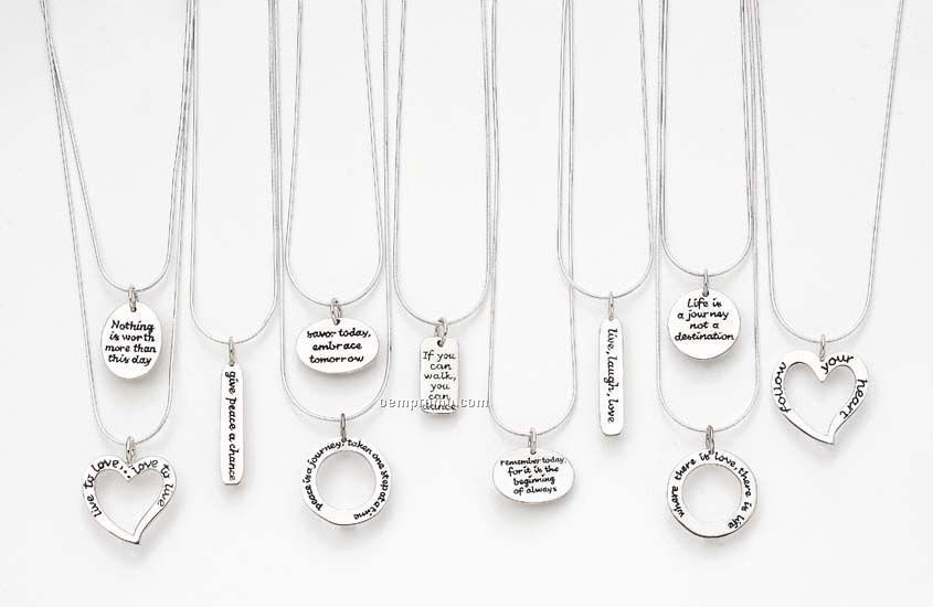 Sterling Silver Pendants On Snake Chain With Custom Phrase Or Logo