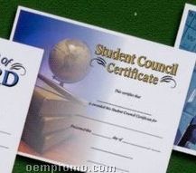 Student Council Stock Certificate W/ Books & Globe Photo