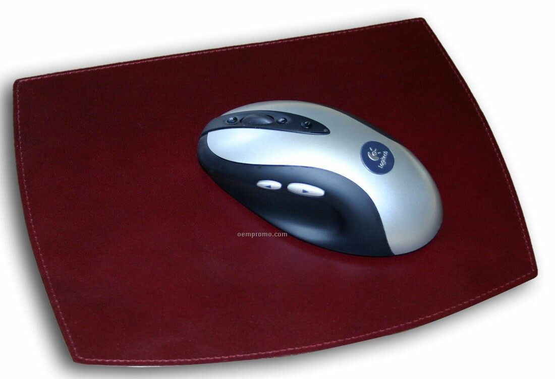 Burgundy Red Classic Leather Mouse Pad