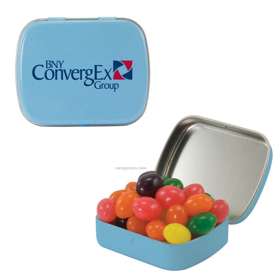 Small Light Blue Mint Tin Filled With Jelly Beans