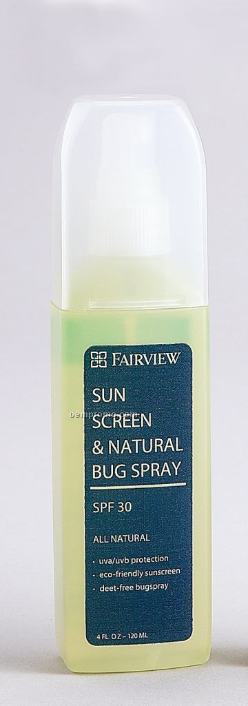 Spf 30 Sunscreen W/ Bug Shield Fragrance In Spray Pump Bottle (4 Oz.)
