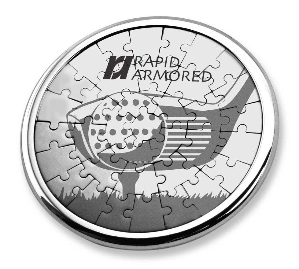 Magnetic Stainless Steel Coaster Puzzle - Golf Design