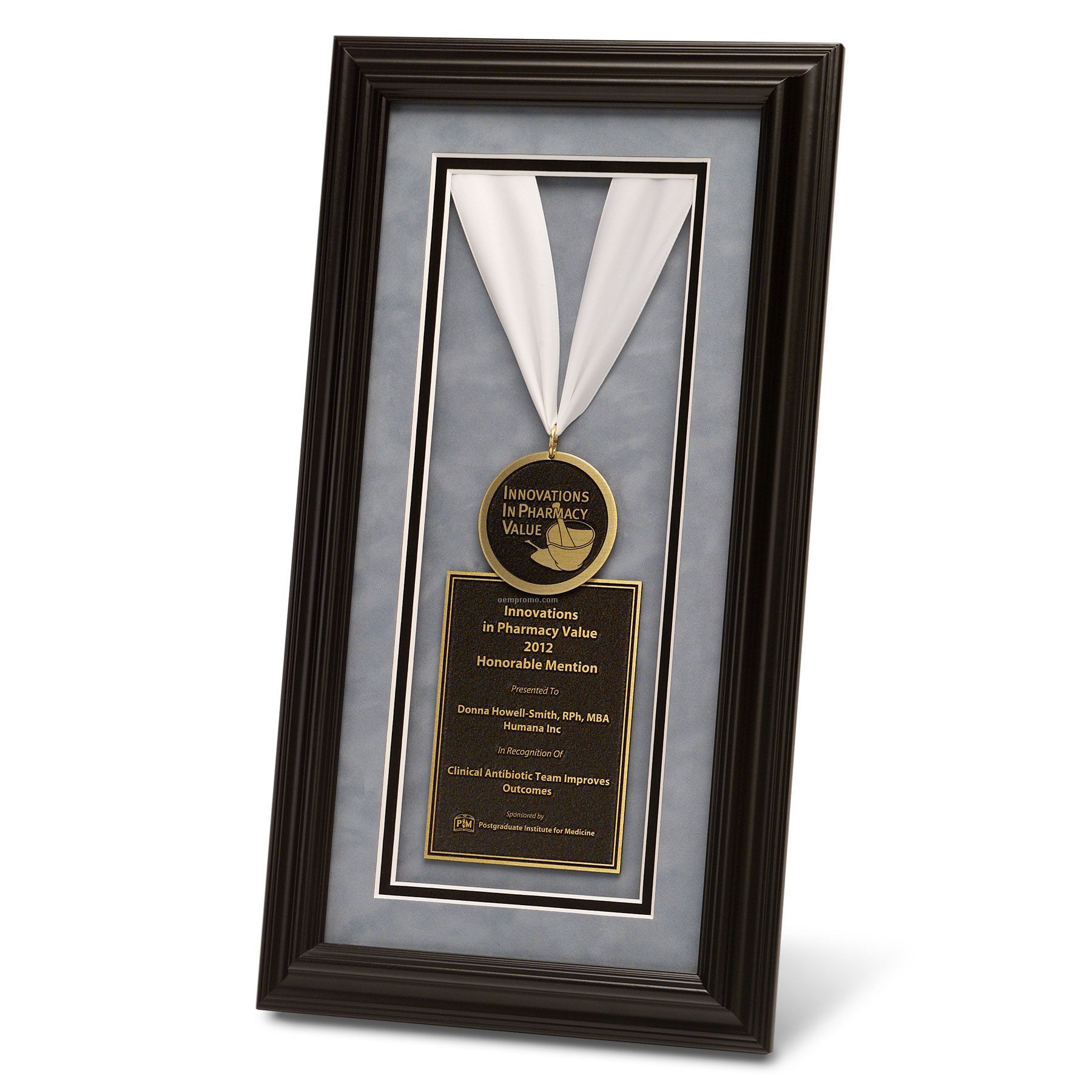Framed Ribbon Award (7" X 15")