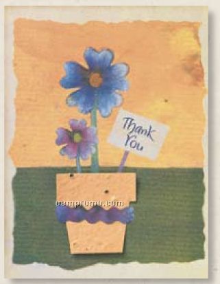 Thank You Card With Flower Pot Seed Decoration