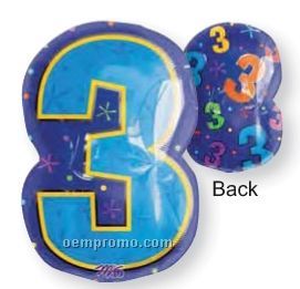 18" Three Junior Shape Number Balloon