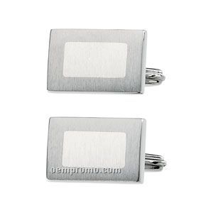 Gents' Stainless Steel/ Sterling Silver Cuff Link (Rectangle)